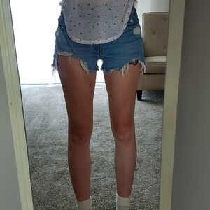 Levi's 501 Light Blue Frayed Jean Shorts